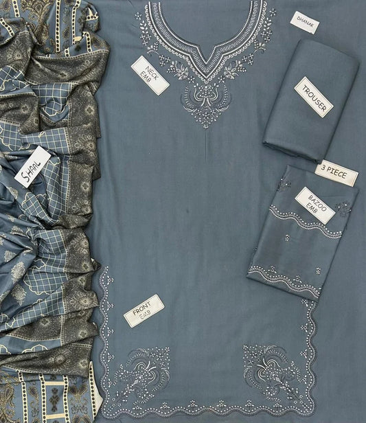 Zara Dhanak Embroidered 3 Piece | ZR114| - Trendy Outfits -Anu Jee