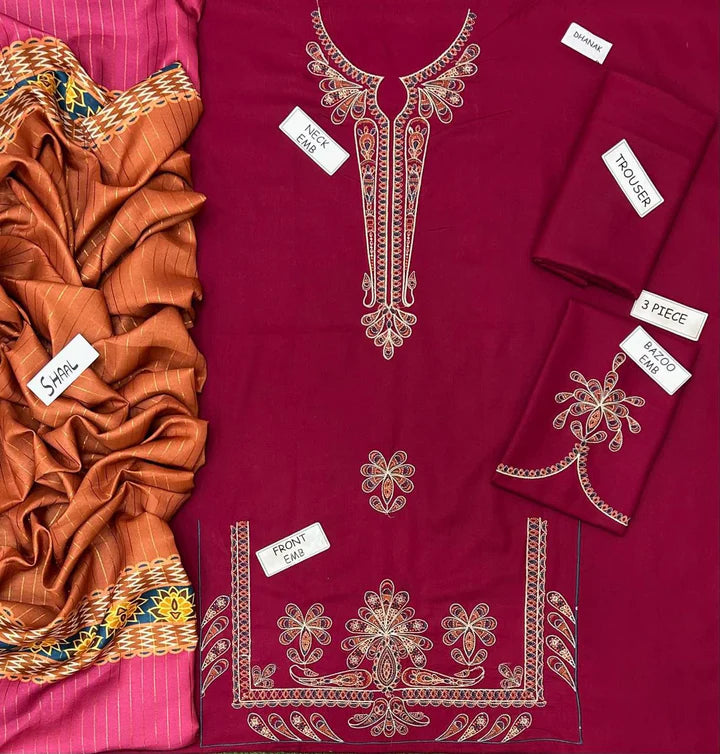 Jazmin Dhanak Embroidered 3 Piece | JZ111| - Trendy Outfits -Anu Jee