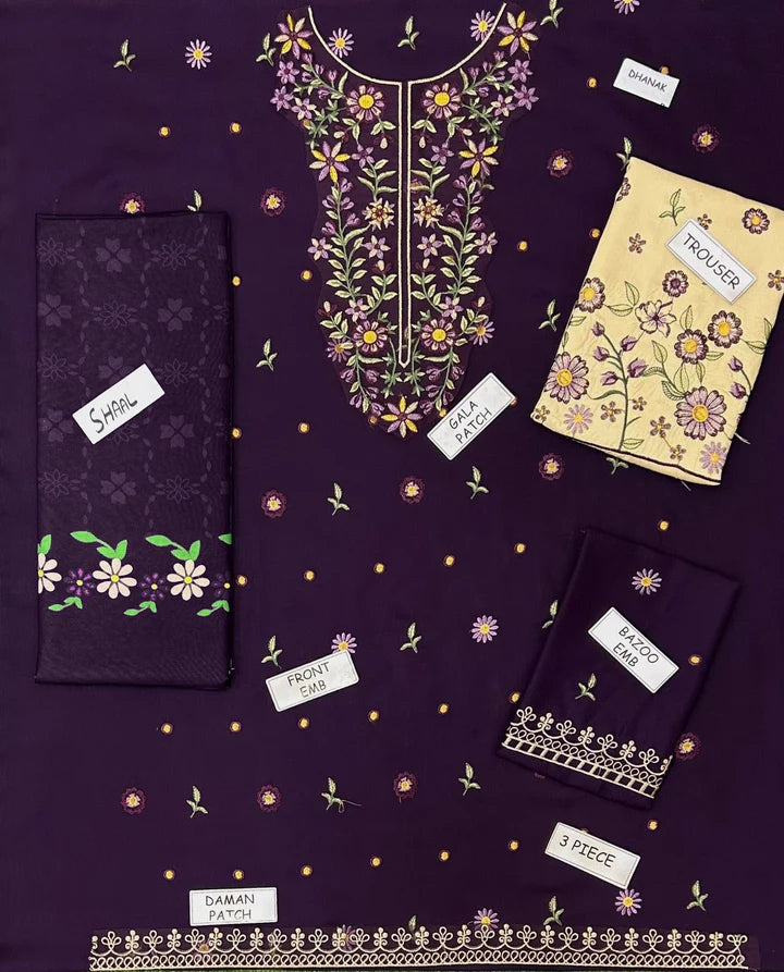 Iznik Dhanak Embroidered 3 Piece | IZ123| - Trendy Outfits -Anu Jee