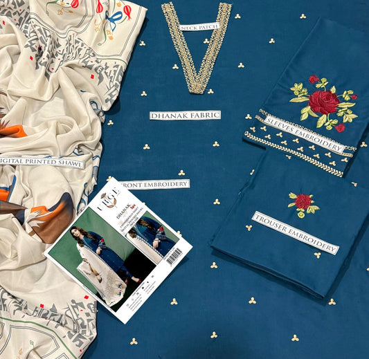 Aisling Dhanak Embroidered 3 Piece | AL104 | Trendy Outfits - Anu Jee.