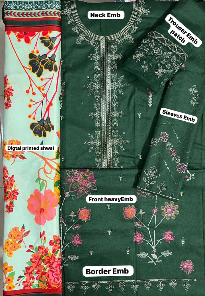 Zara Dhanak Embroidered 3 Piece | ZR112| - Trendy Outfits -Anu Jee