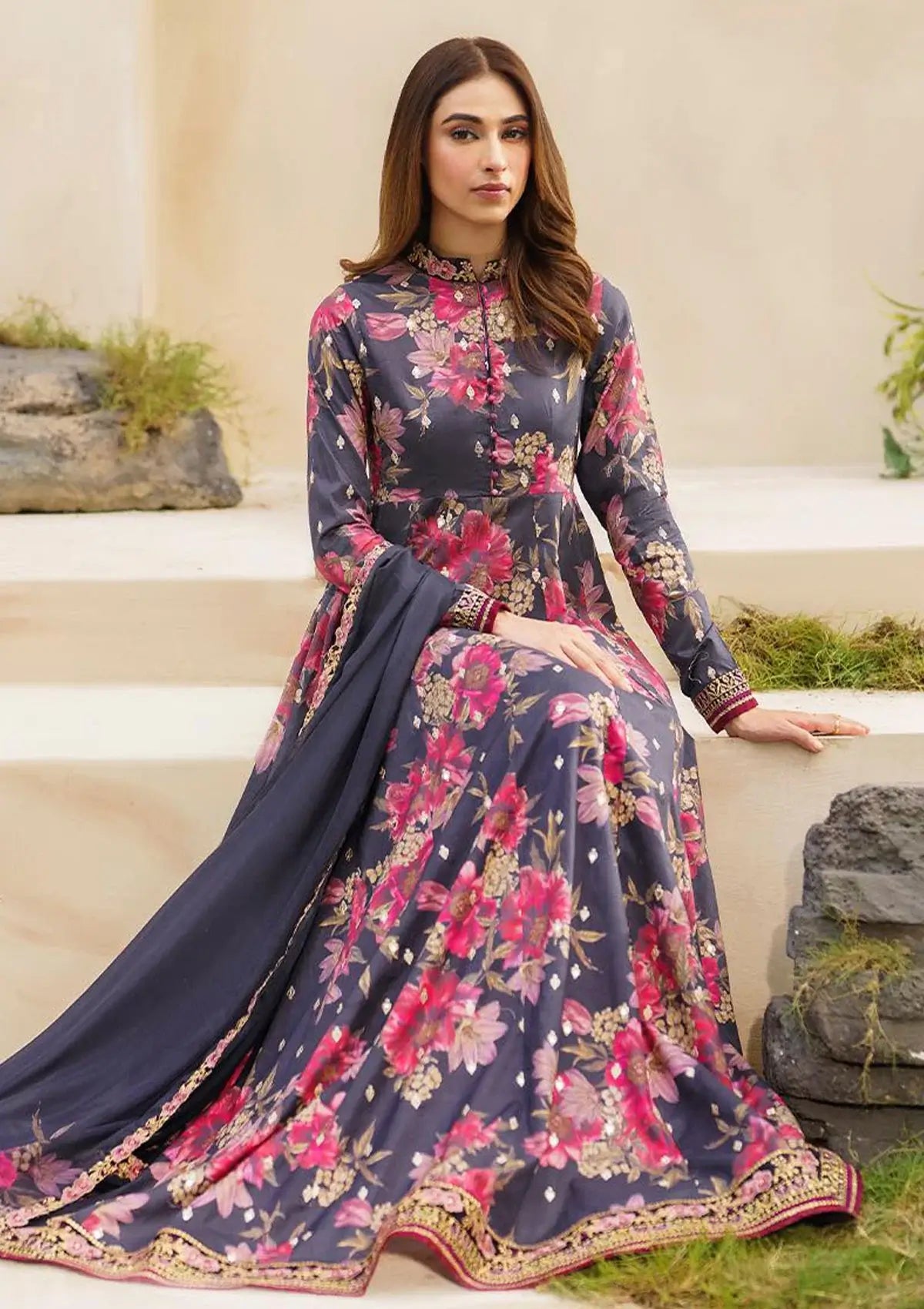 Maria.B. Silk Embroidered 3 Piece | MB105 | Trendy Outfits - Anu Jee.