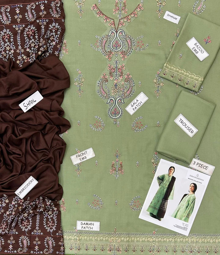 Zara Dhanak Embroidered 3 Piece | ZR113| - Trendy Outfits -Anu Jee