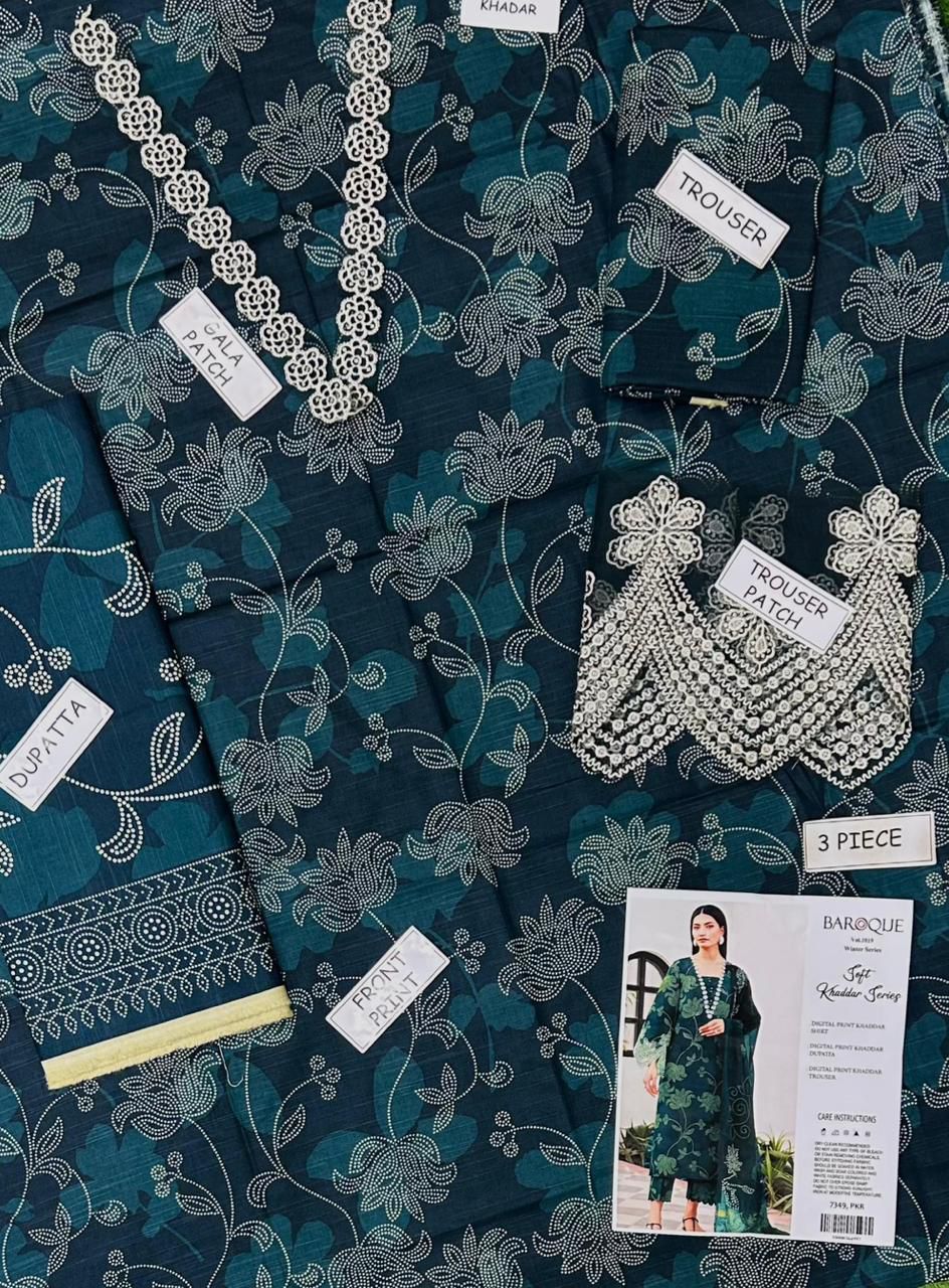 Baroque Khaddar Embroidered 3 Piece | BQ114 | Trendy Outfits - Anu Jee.