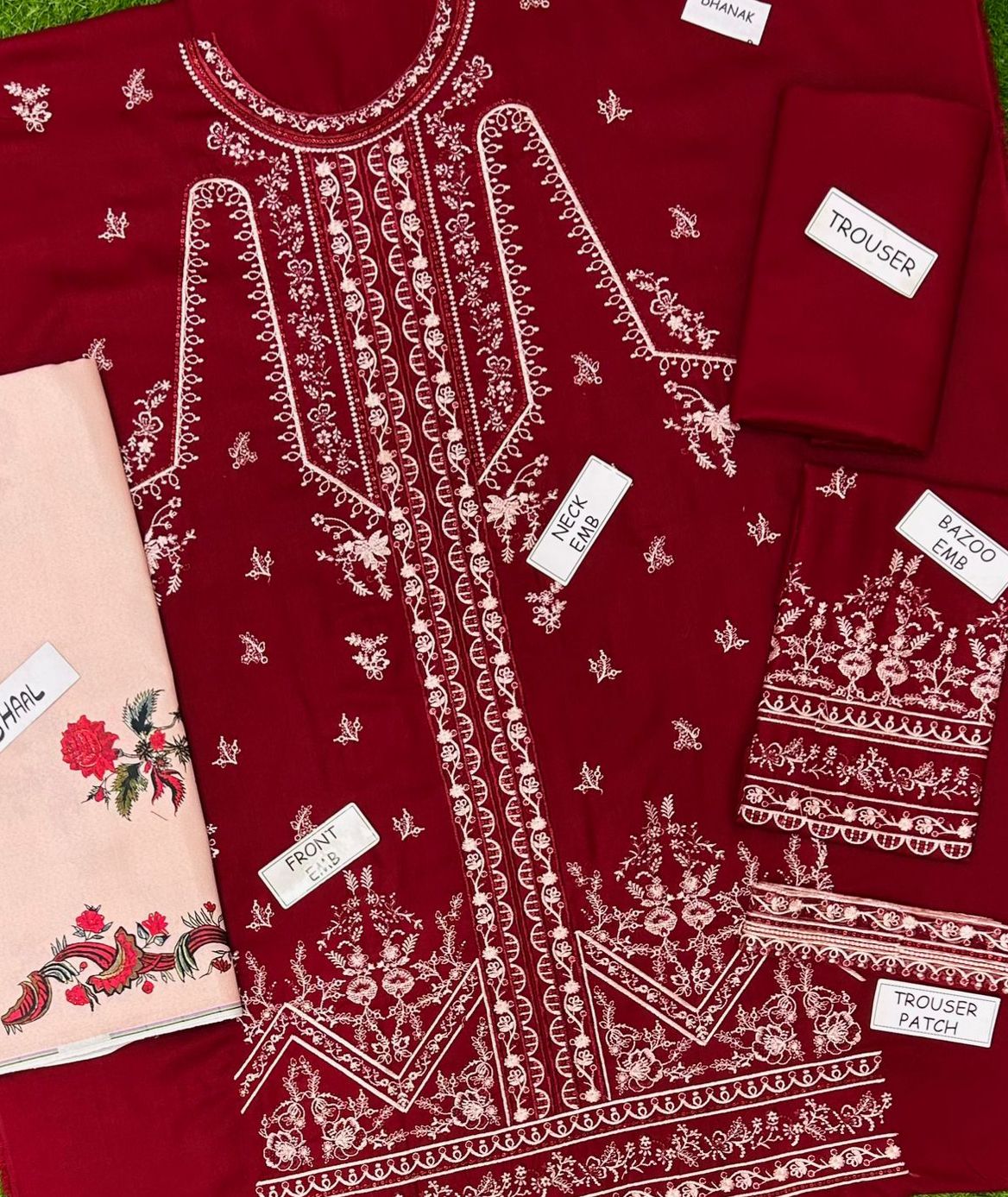 Hussain Rehar Dhanak Embroidered 3 Piece | HR101|- Trendy Outfits - Anu Jee.