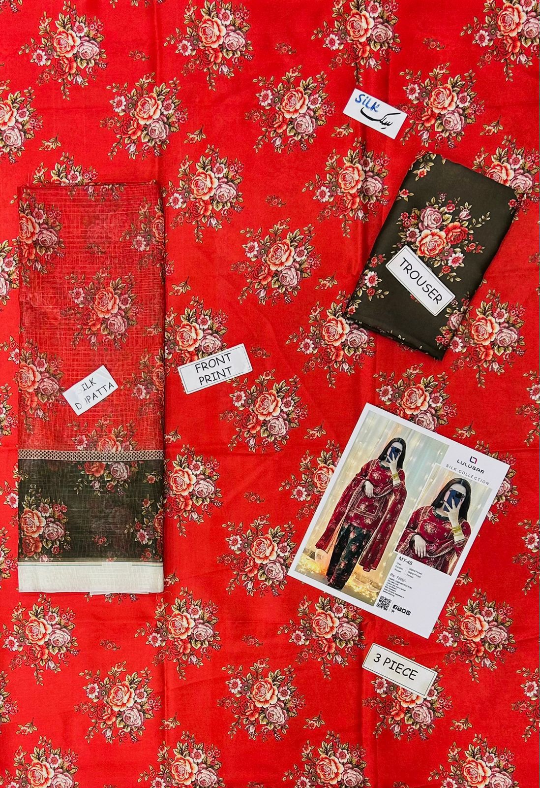 Bin Saeed Silk Embroidered 3 Piece | BS100| - Trendy Outfits -Anu Jee