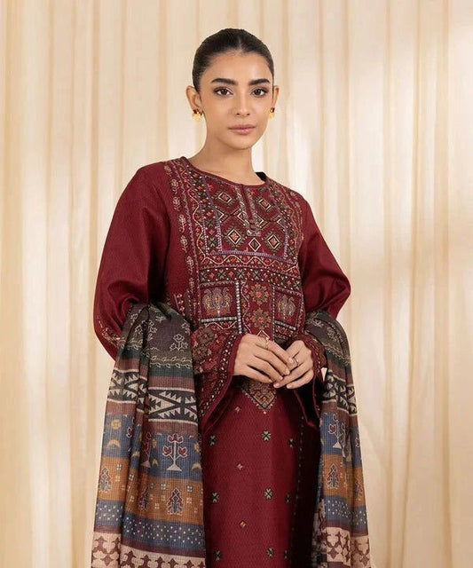 Sapphire Dhanak Embroidered 3 Piece | SP108| - Trendy Casual Outfits -Anu Jee