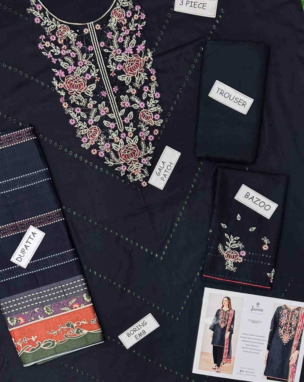 Jazmin Dhanak Embroidered 3 Piece | JZ106|- Trendy Outfits - Anu Jee.