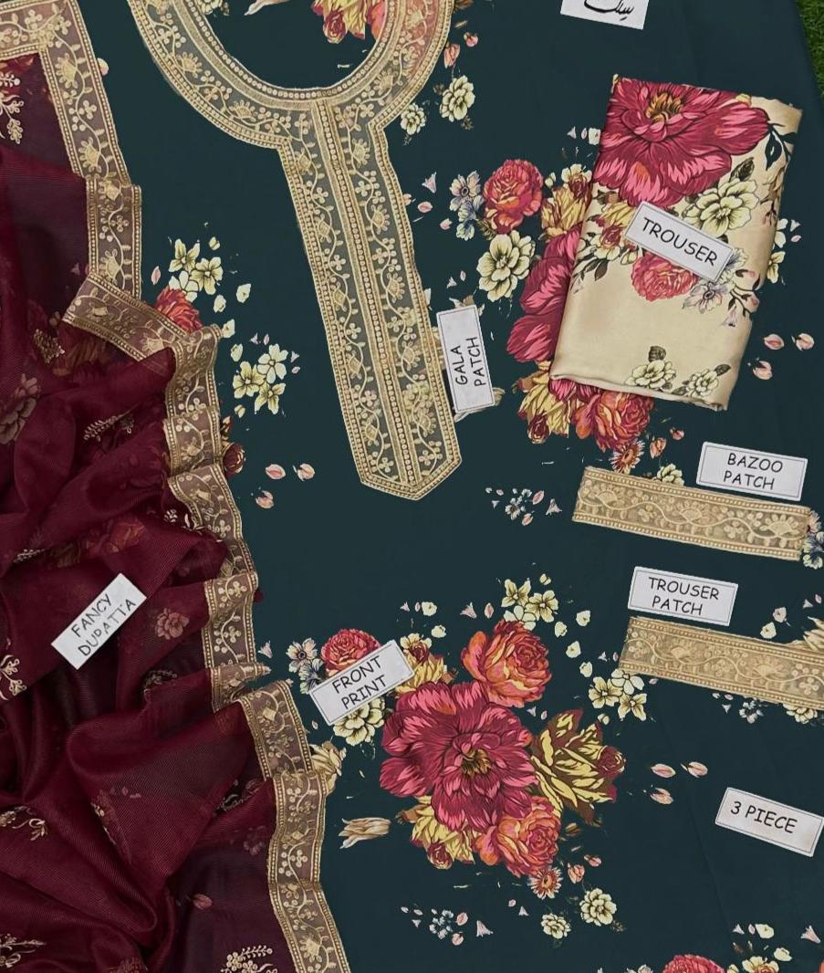 Humjoili Silk Embroidered 3 Piece | HJ100|- Trendy Outfits - Anu Jee.