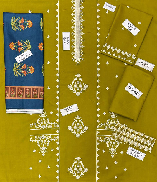 Aisling Dhanak Embroidered 3 Piece | AL109| - Trendy Outfits -Anu Jee