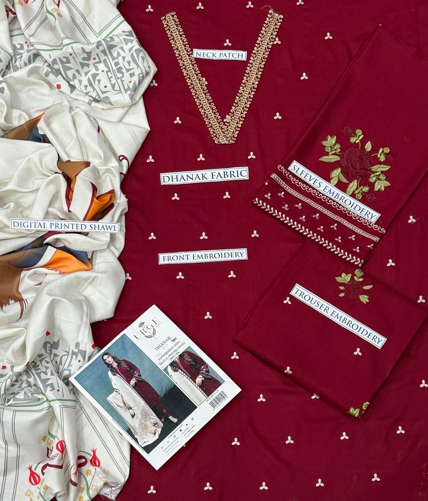 Aisling Dhanak Embroidered 3 Piece | AL100 | Trendy Outfits - Anu Jee.