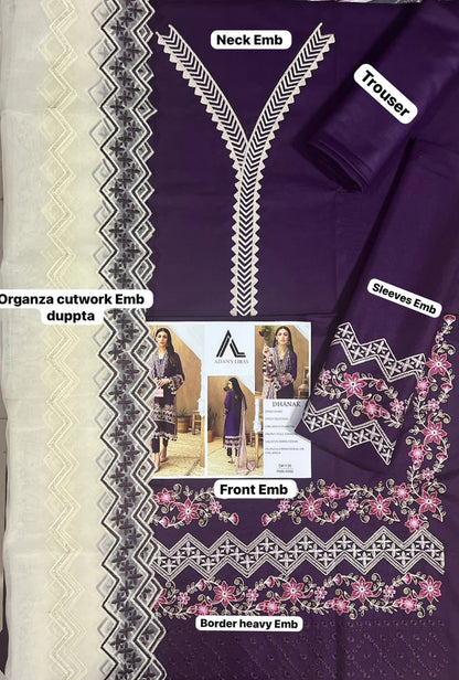 Adnan Libas Dhanak Embroidered 3 Piece | NL100| - Trendy Outfits -Anu Jee