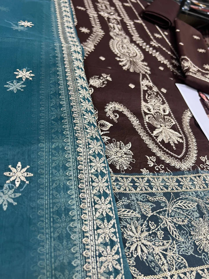 Asimjofa Dhanak Embroidered 3 Piece | AJ103| - Trendy Outfits -Anu Jee