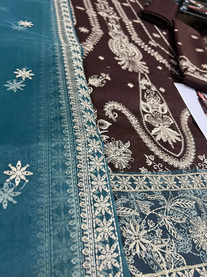 Asimjofa Dhanak Embroidered 3 Piece | AJ103| - Trendy Outfits -Anu Jee