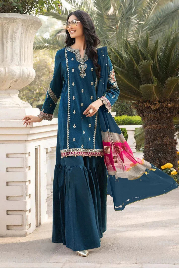 Maria.B Dhanak Embroidered 3 Piece | MB114| - Trendy Outfits -Anu Jee
