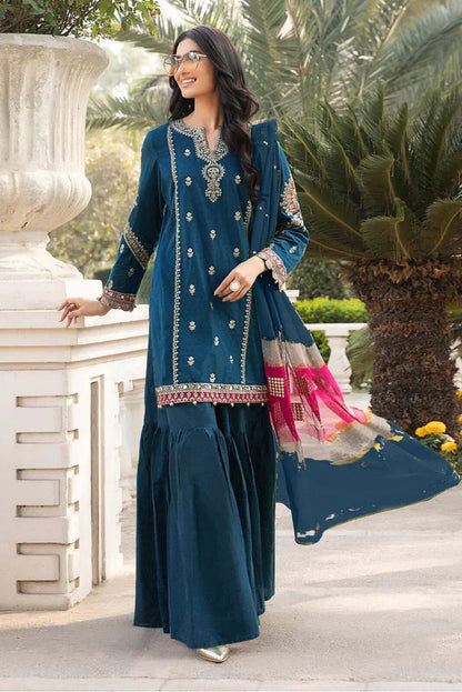 Maria.B Dhanak Embroidered 3 Piece | MB114| - Trendy Outfits -Anu Jee