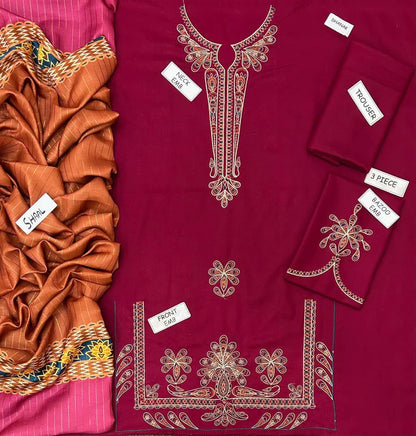 Jazmin Dhanak Embroidered 3 Piece | JZ111| - Trendy Outfits -Anu Jee