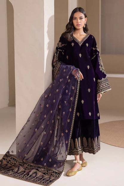 Baroque Velvet Embroidered 3 Piece | BQ129 | Trendy Outfits - Anu Jee.