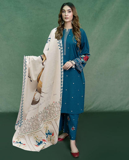 Aisling Dhanak Embroidered 3 Piece | AL104 | Trendy Outfits - Anu Jee.