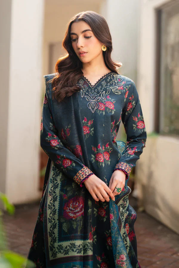BAROQUE Khaddar Digital Printed 3 Piece | BQ100 | Trendy Outfits - Anu Jee.