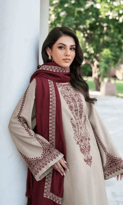 Baroque Dhanak Embroidered 3 Piece | BQ113 | Trendy Outfits - Anu Jee.