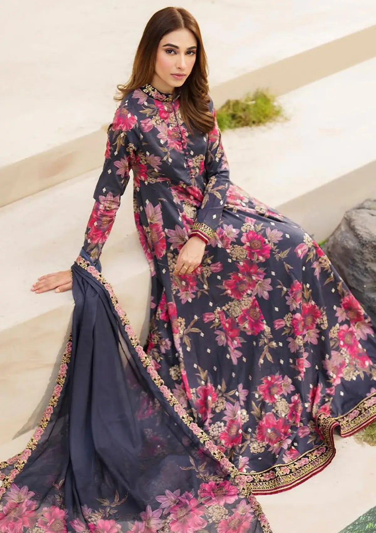 Maria.B. Silk Embroidered 3 Piece | MB105 | Trendy Outfits - Anu Jee.