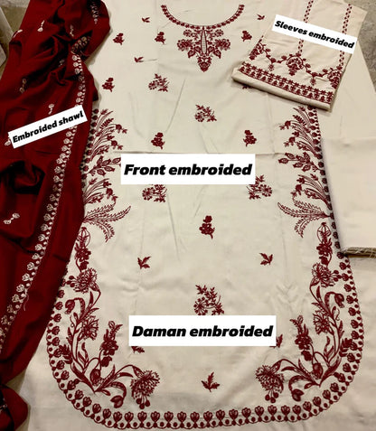 Batik Dhanak Embroidered 3 Piece | BK103| - Trendy Outfits -Anu Jee