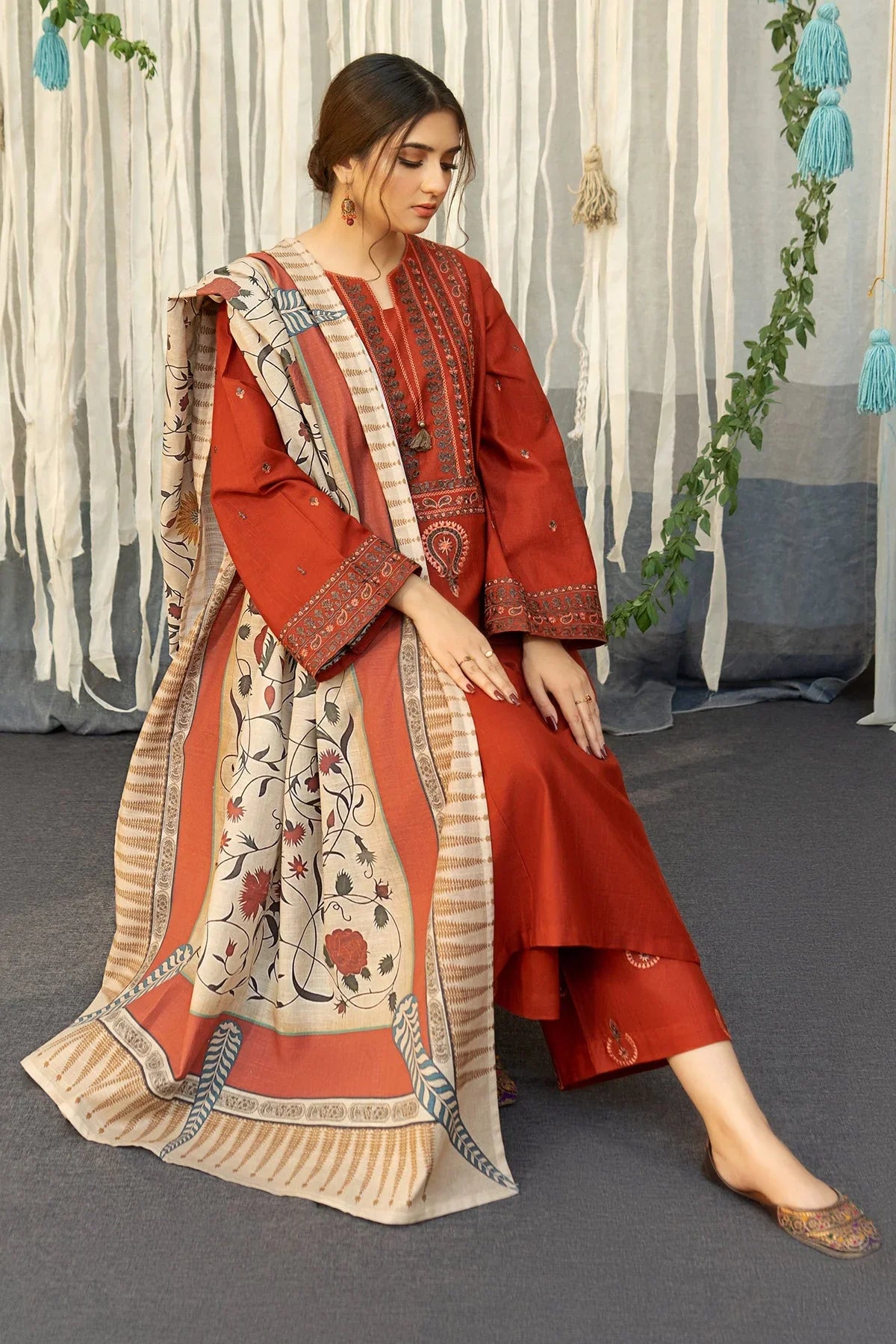 Aisling Dhanak Embroidered 3 Piece | AL105 | Trendy Casual Outfits - Anu Jee.
