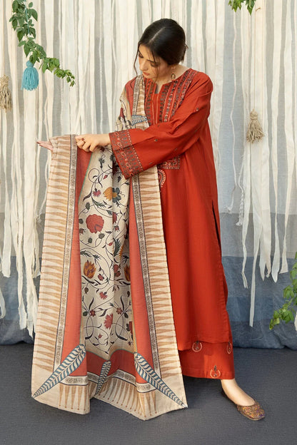Aisling Dhanak Embroidered 3 Piece | AL105 | Trendy Casual Outfits - Anu Jee.