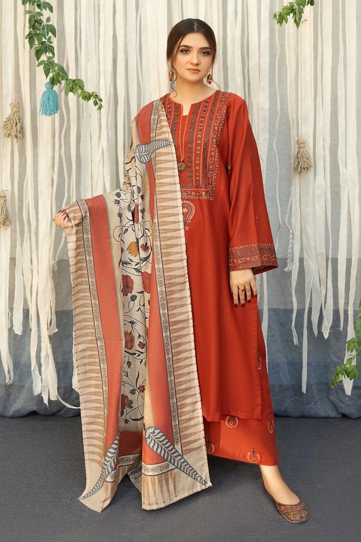 Aisling Dhanak Embroidered 3 Piece | AL105 | Trendy Casual Outfits - Anu Jee.
