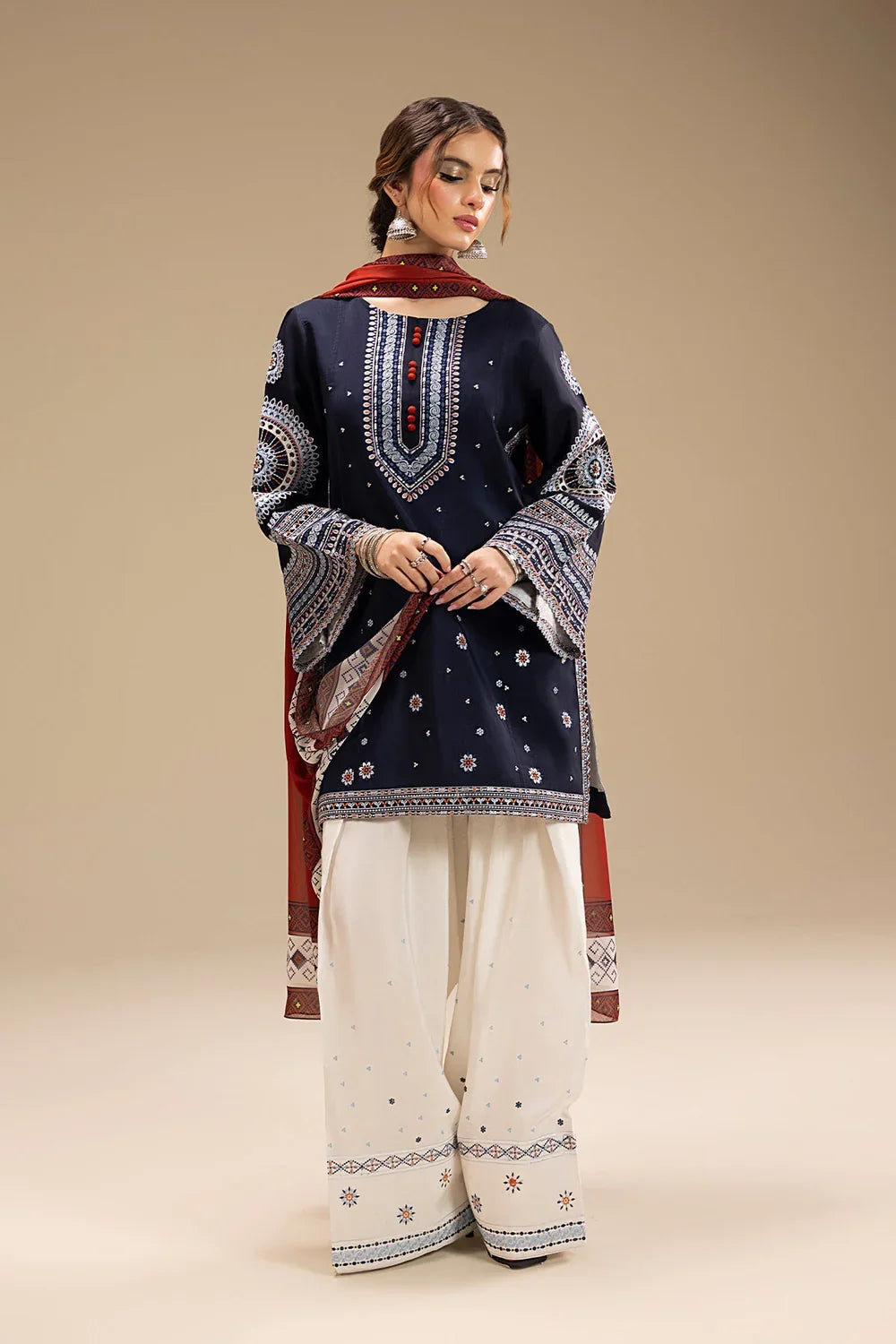Jazmin Dhanak Embroidered 3 Piece | JZ103 | Trendy Casual Outfits - Anu Jee.