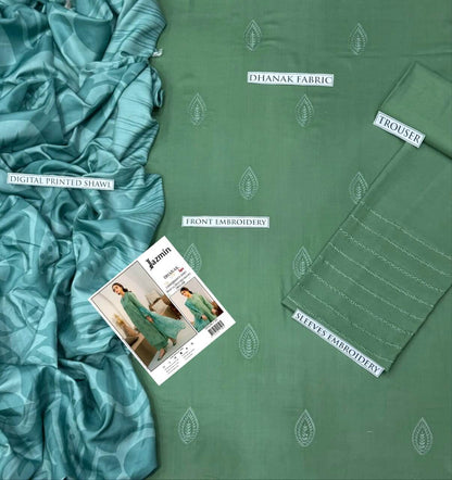 Jazmin Dhanak Embroidered 3 Piece | JZ104 | Trendy Outfits - Anu Jee.