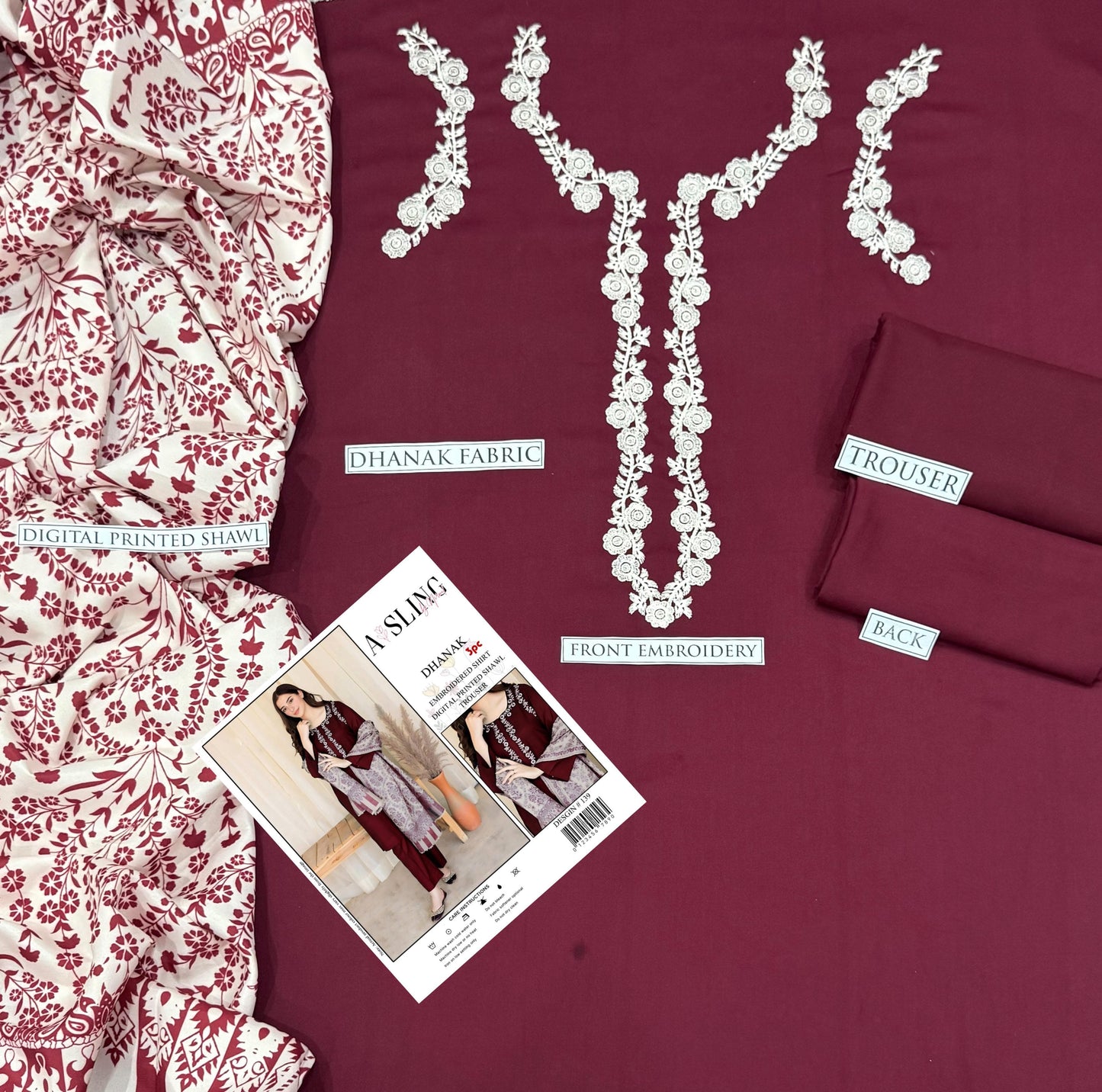 Aisling Dhanak Embroidered 3 Piece | AL107 | Trendy Outfits - Anu Jee.