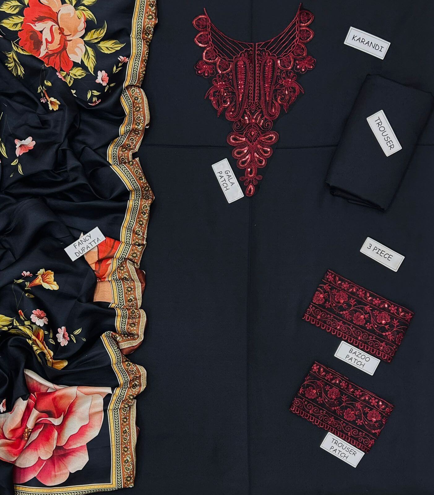 Laam Dhanak Embroidered 3 Piece | LM100 | Trendy Outfits - Anu Jee.