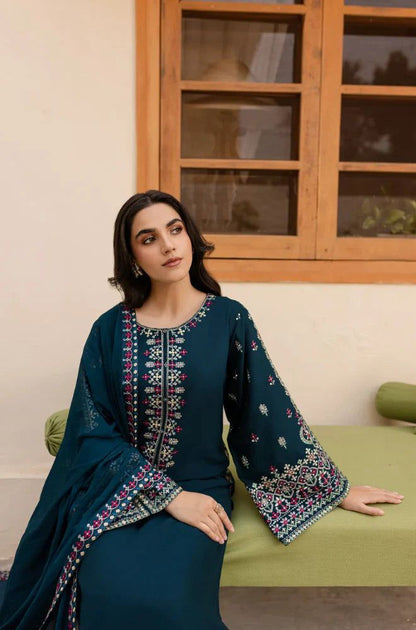 Batik Dhanak Embroidered 3 Piece | BK100 | Trendy Casual Outfits - Anu Jee.