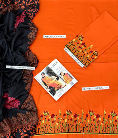 Aisling Dhanak Embroidered 3 Piece | AL108| - Trendy Outfits -Anu Jee