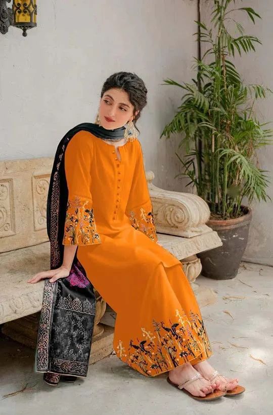 Aisling Dhanak Embroidered 3 Piece | AL108| - Trendy Outfits -Anu Jee