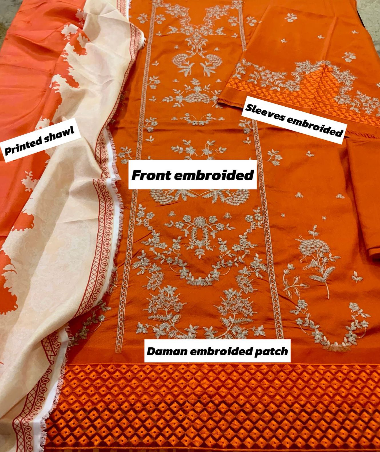 Maria.B. Dhanak Embroidered 3 Piece | MB107 | - Trendy Outfits -Anu Jee