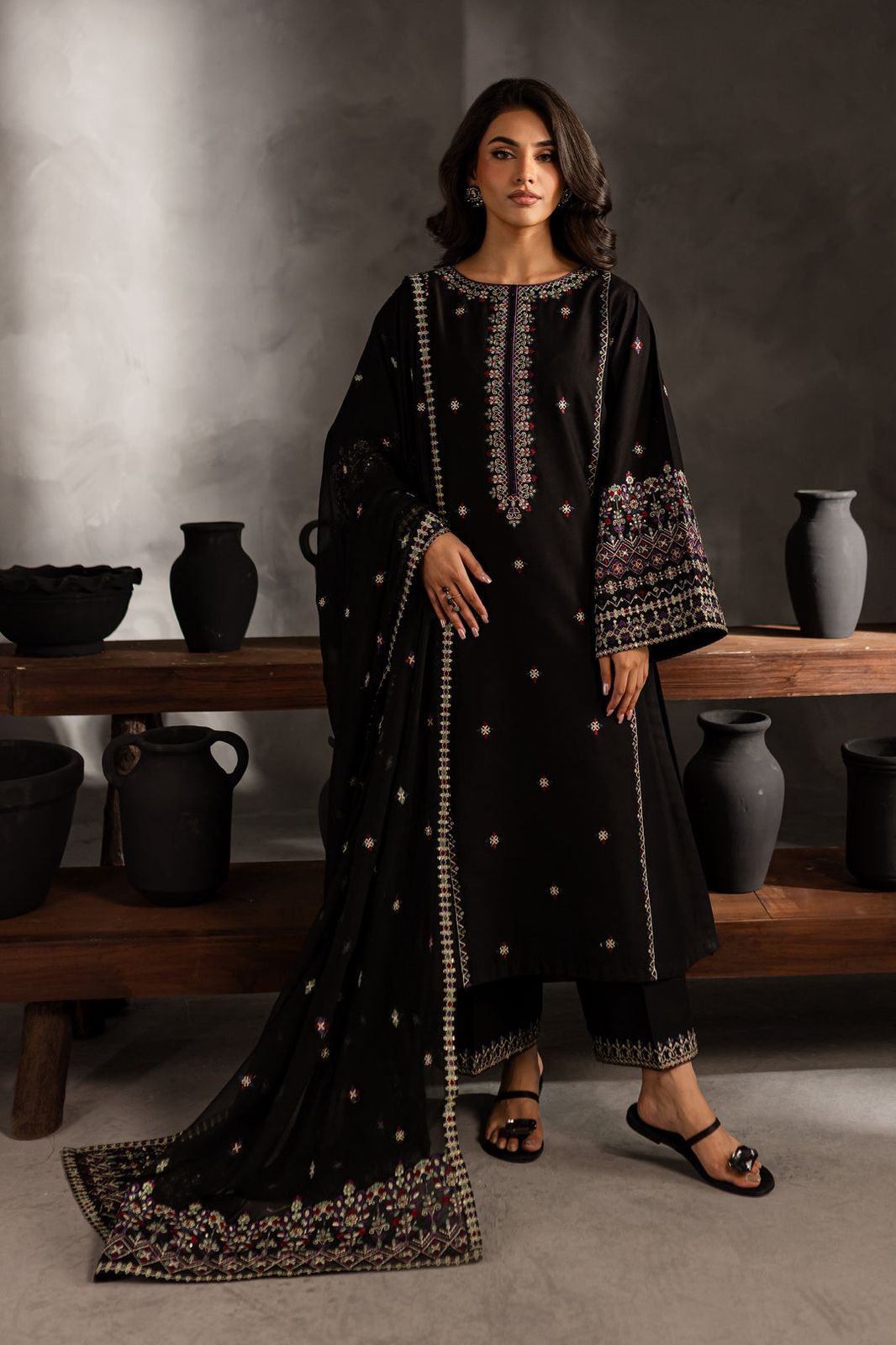 Batik Dhanak Embroidered 3 Piece | BK101 | Trendy Outfits - Anu Jee.