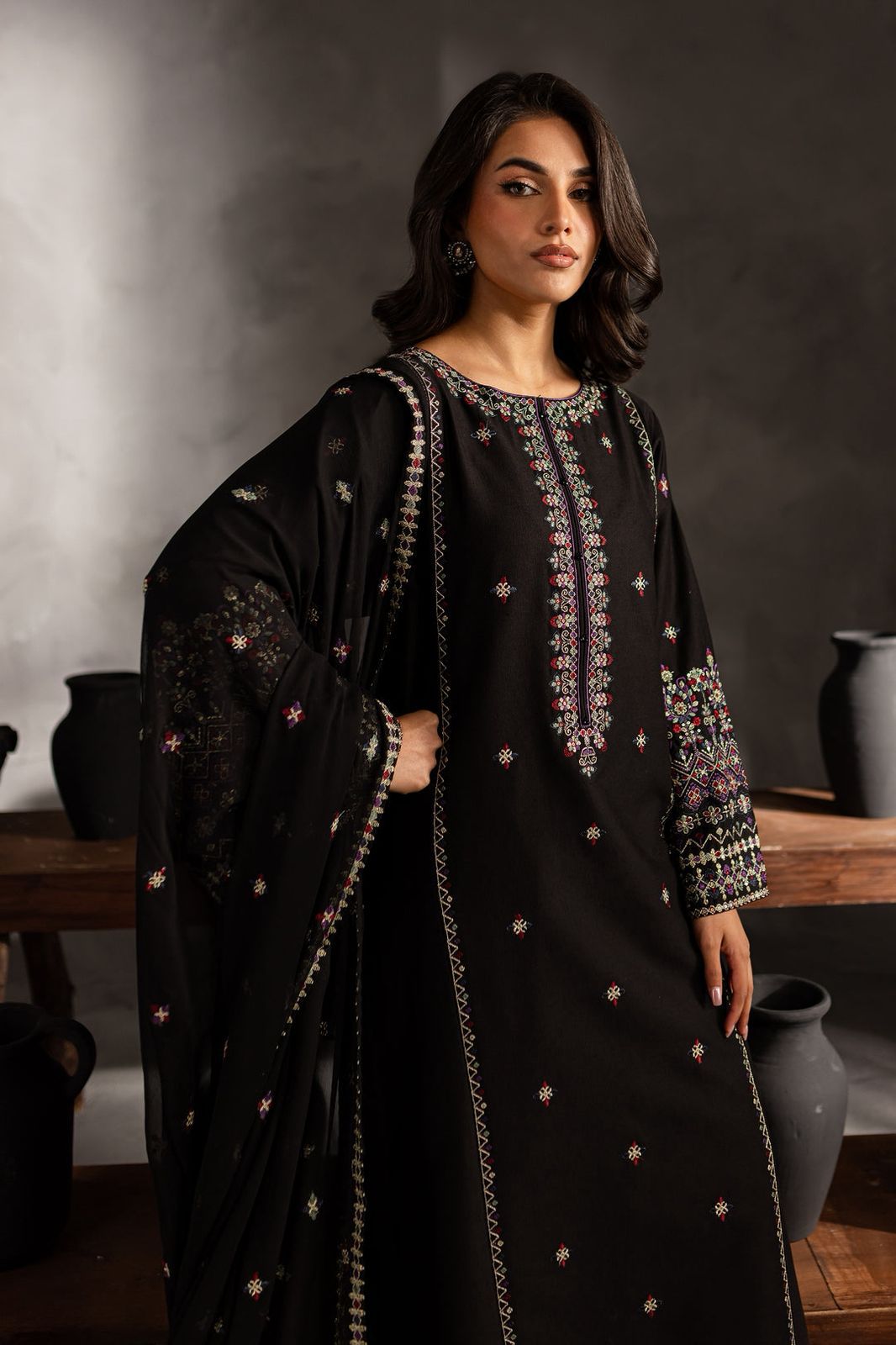 Batik Dhanak Embroidered 3 Piece | BK101 | Trendy Outfits - Anu Jee.