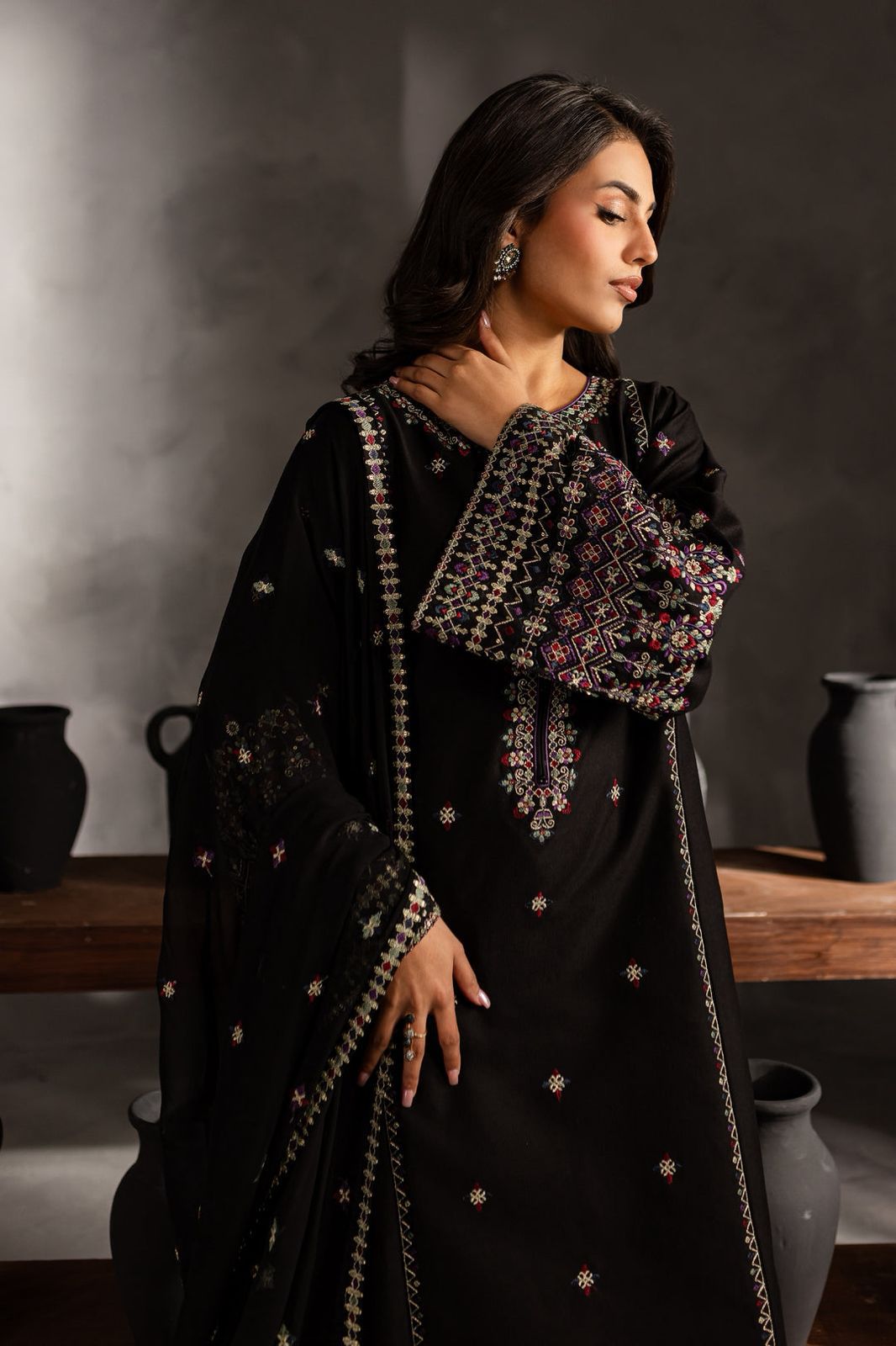 Batik Dhanak Embroidered 3 Piece | BK101 | Trendy Outfits - Anu Jee.