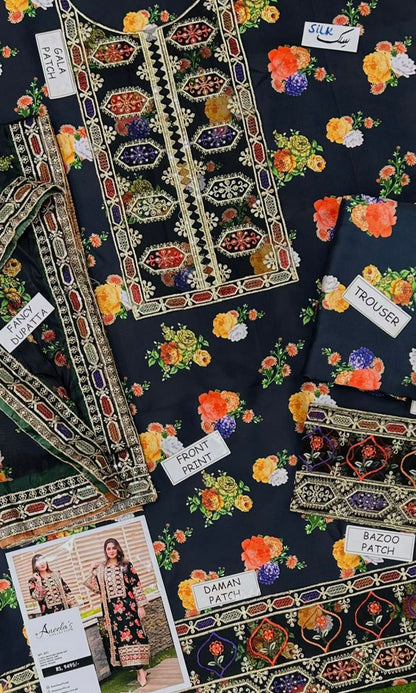 Aneela Shamoz Silk Embroidered 3 Piece | AN106 | Trendy Outfits - Anu Jee.