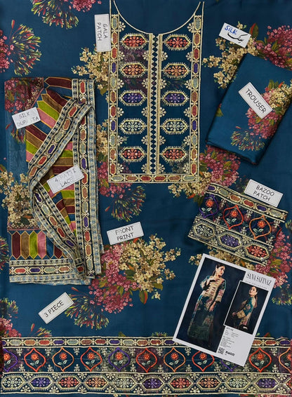 Aneela Shamoz Silk Embroidered 3 Piece | AN107 | Trendy Outfits - Anu Jee.