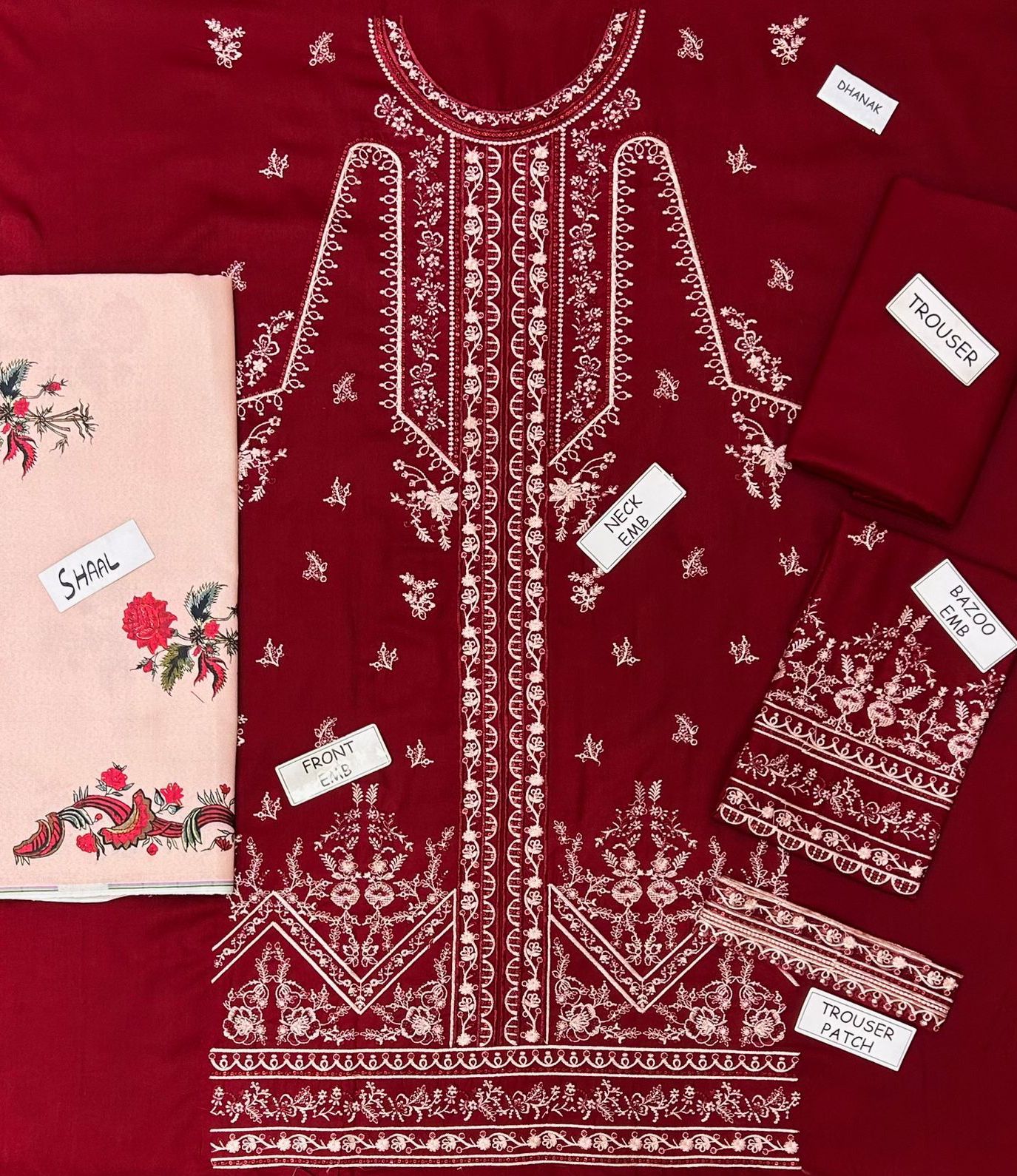 Hussain Rehar Dhanak Embroidered 3 Piece | HR101|- Trendy Outfits - Anu Jee.