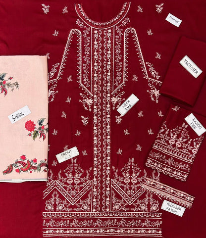 Hussain Rehar Dhanak Embroidered 3 Piece | HR101|- Trendy Outfits - Anu Jee.