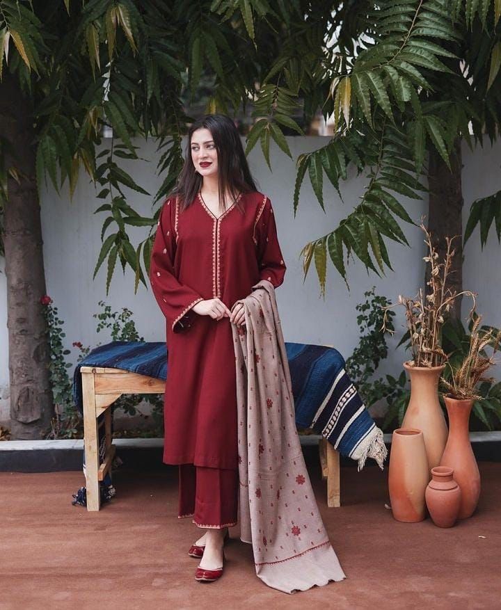 Aisling Dhanak Embroidered 3 Piece | AL111| - Trendy Outfits -Anu Jee