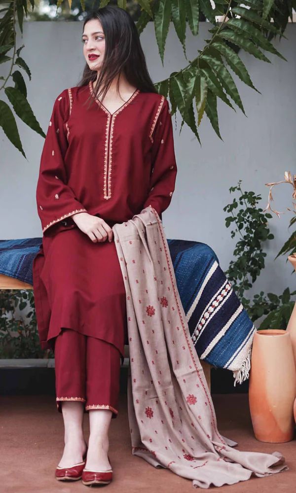 Aisling Dhanak Embroidered 3 Piece | AL111| - Trendy Outfits -Anu Jee