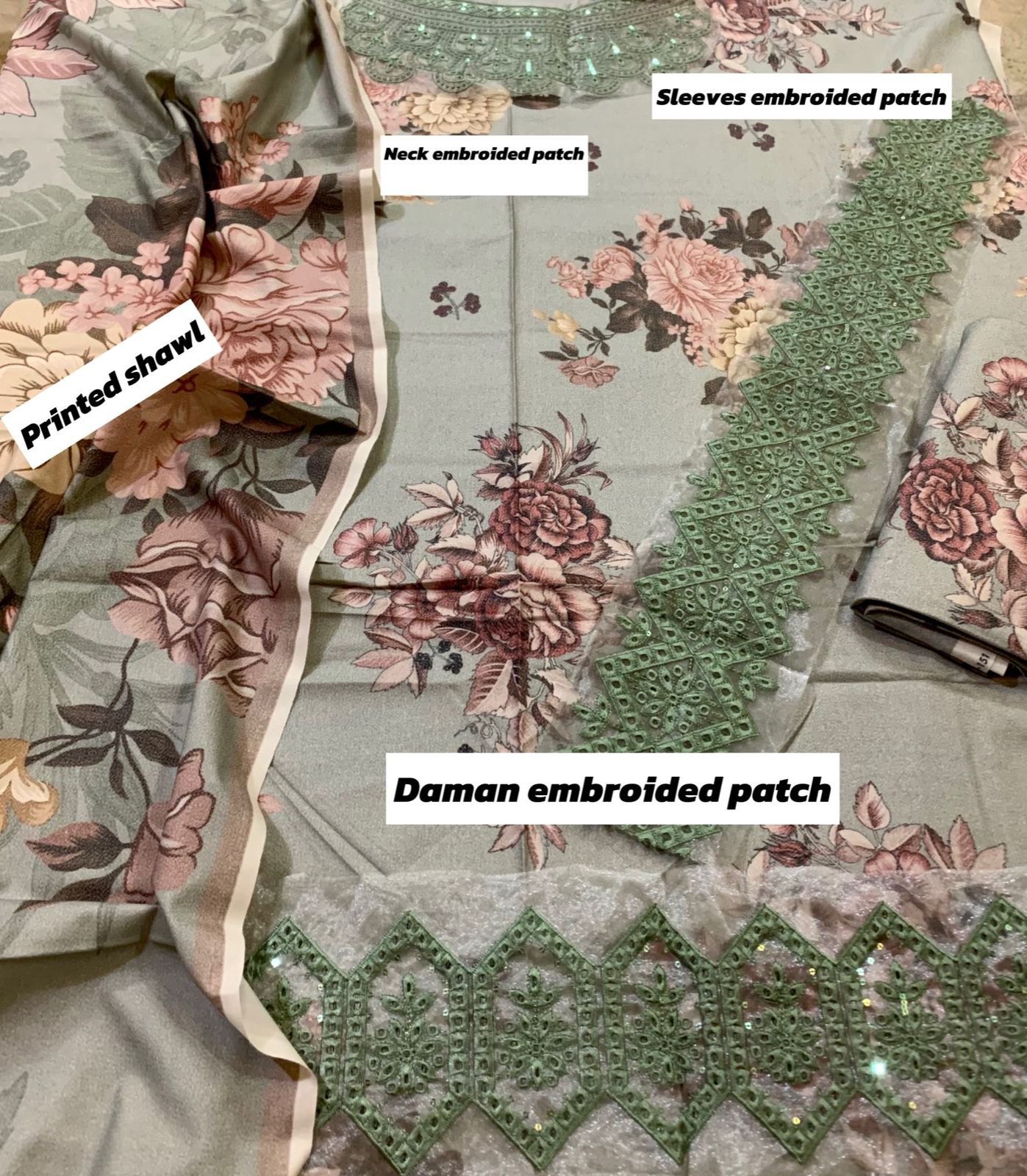 Iznik Dhanak Embroidered 3 Piece | IZ124