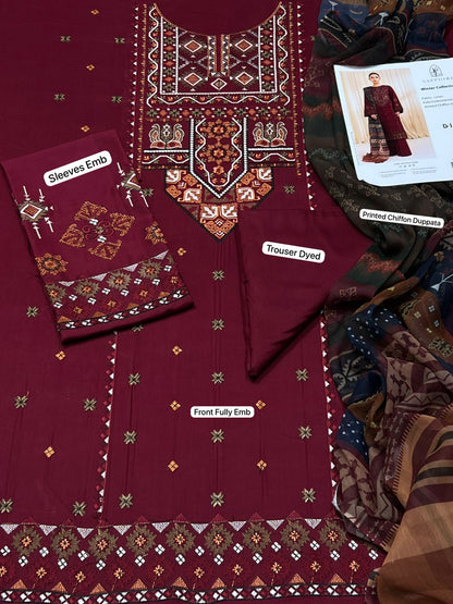 Sapphire Dhanak Embroidered 3 Piece | SP108| - Trendy Casual Outfits -Anu Jee