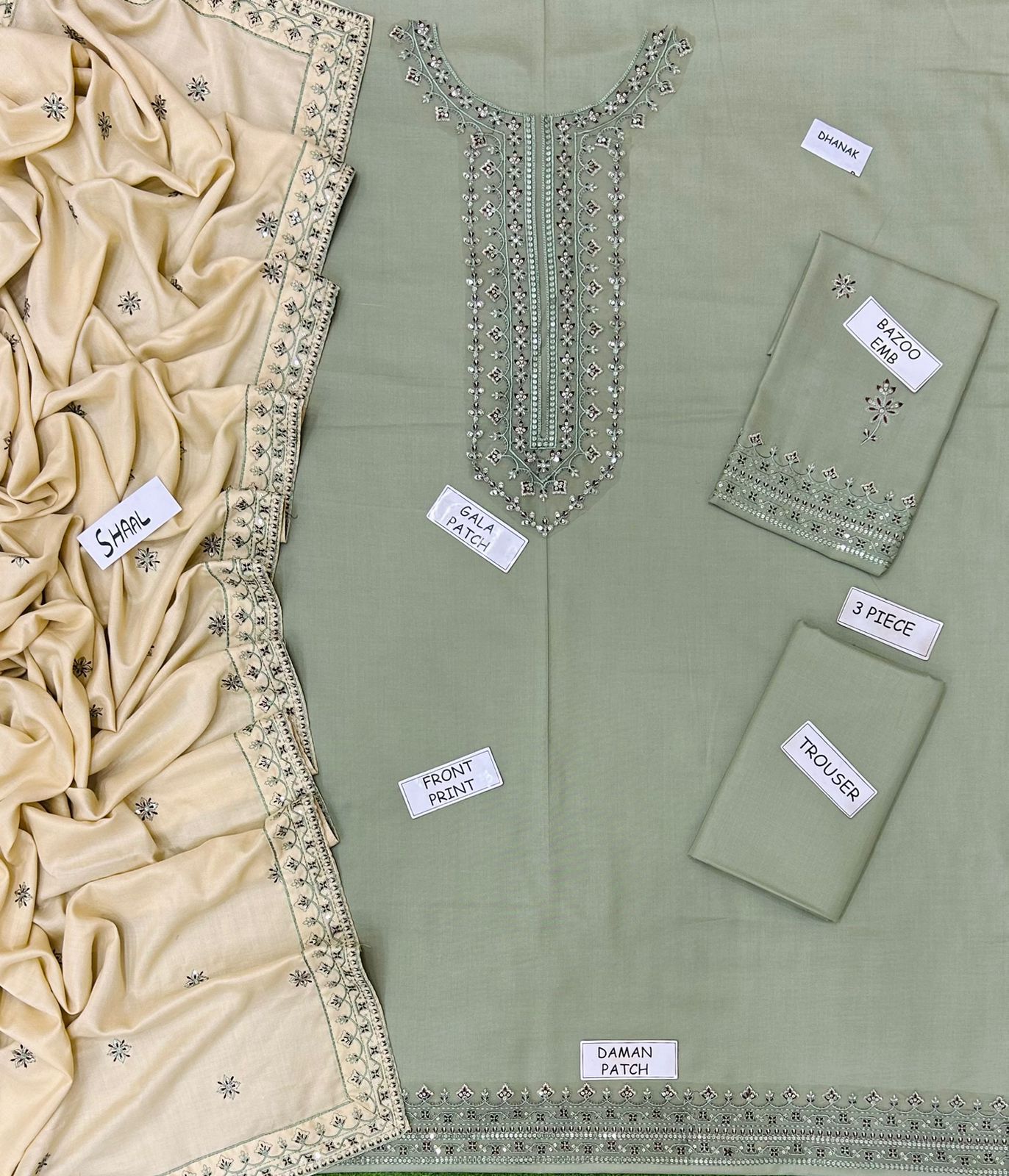 Batik Dhanak Embroidered 3 Piece | BK102 |- Trendy Outfits - Anu Jee.